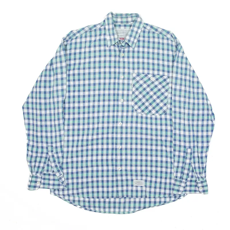 LEVI'S Shirt Green Check Long Sleeve Mens M