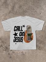 Men's Regular Fit Call on Jesus Print Round Neck Tee, Casual Short Sleeve T-Shirt for Daily Wear, Men's Top for All Seasons, ...