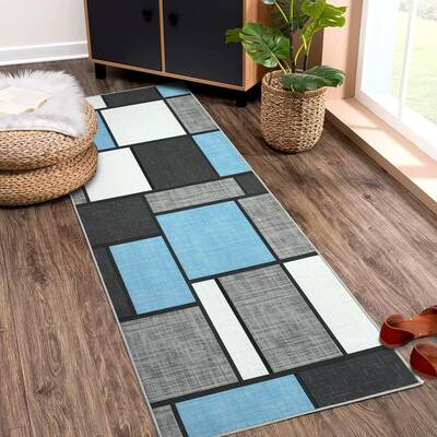Garvee Runner Rug 2x6 Modern Area Rug Hallway Rug Boxes Geometric Rug Washable Rug Non Slip Accent Rug Kitchen Runner Rug Thi...