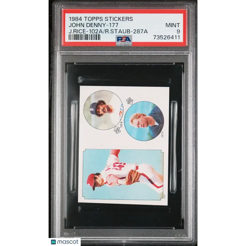 John Denny-177 PSA 1984 Topps Stickers Baseball 9 73526411