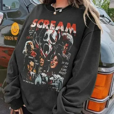 Vintage Scream Ghostface Sweatshirt, Let's Watch Scary Movie Shirt, Horror Movie Shirt, Scream Movie Tee, Ghostface Sweatshir...
