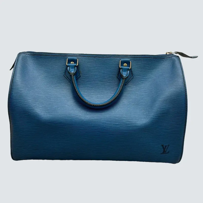 Pre-owned Louis Vuitton Epi Leather Top Handle Bags Blue Epi Speedy 35