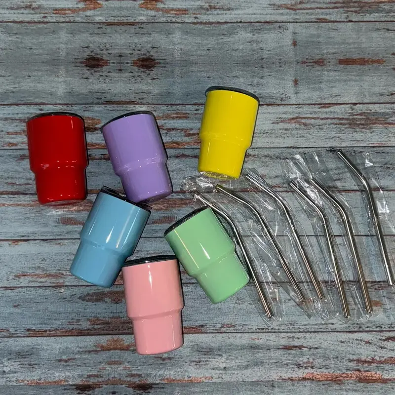 6-pack of 3oz shot glass, mini tumblers, Drinkware Insulated with Metal Straw & Lid