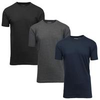 Men's 3-Pack Short Sleeve Crew and V-Neck Cotton Blend Classic Tee's