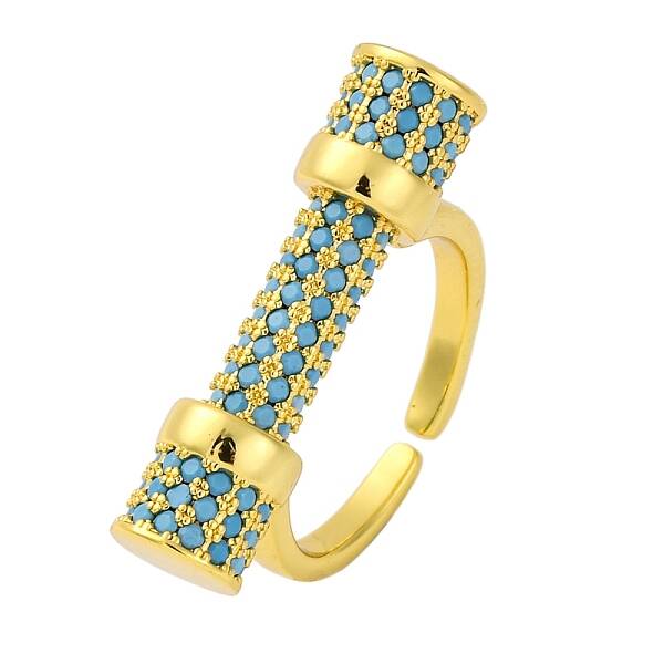 Rack Plating Brass Micro Pave Cubic Zirconia Cuff Rings for Women