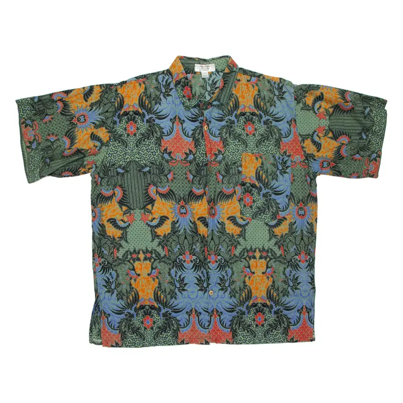 Mens Shirt Green Floral 2XL