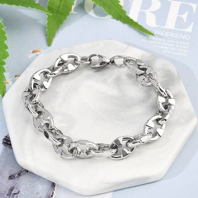 304 Stainless Steel Oval Link Chain Bracelets for Women Men