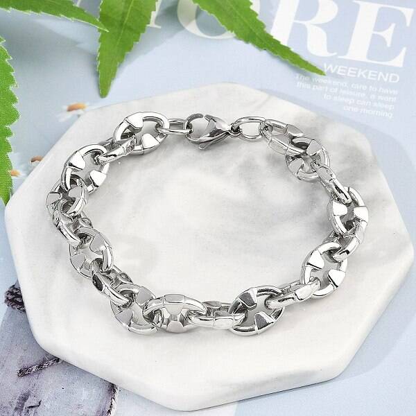 304 Stainless Steel Oval Link Chain Bracelets for Women Men