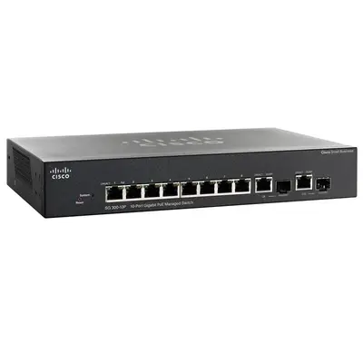 Cisco SG300-10P | Small Business 300 Series 8 x Ports PoE 10/100/1000Base-T + 2 x Combo SFP (mini-GBIC) Ports Layer 3 Stackab...