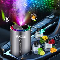 Smart Car Air Freshener Diffuser, Rechargable Automative Waterless Car Diffuser, for Essential Oils with Star Projector, Musi...