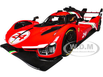 Ferrari 499P Modificata #24 Red with Italian Flag Stripes Racing Series 1/18 Diecast Model Car by Bburago