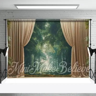 Green Forest Curtain Birthday Cake Smash Backdrop - Aperturee