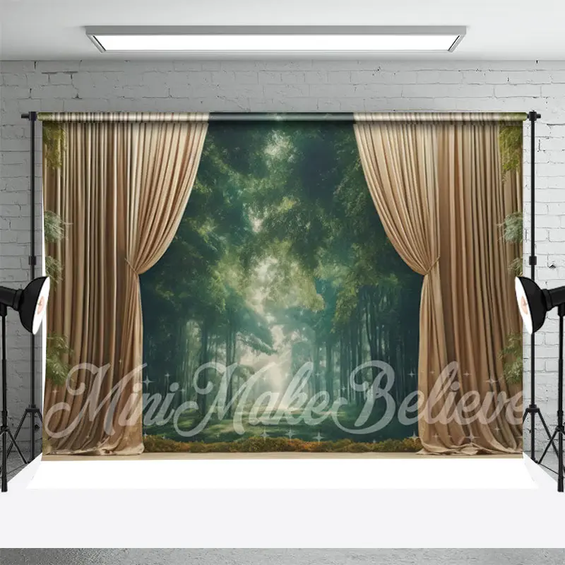 Green Forest Curtain Birthday Cake Smash Backdrop - Aperturee