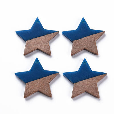 Opaque Resin & Walnut Wood Pendants