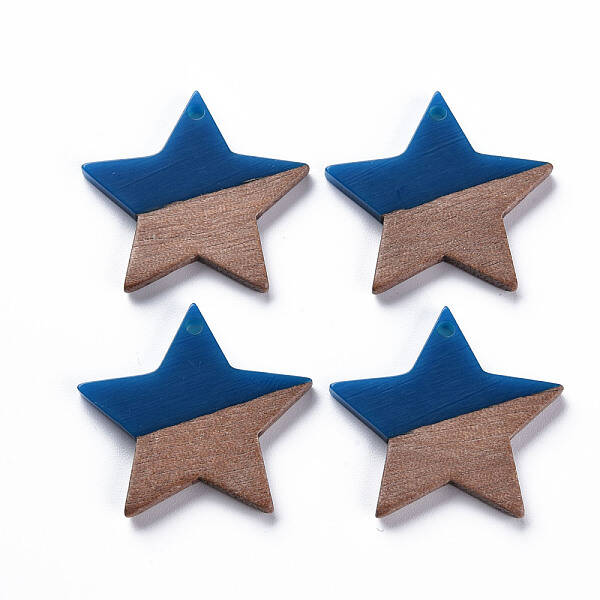 Opaque Resin & Walnut Wood Pendants