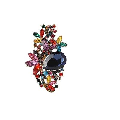 Flower Alloy & Glass Brooch