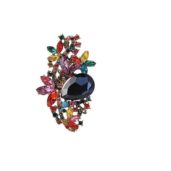 Flower Alloy & Glass Brooch
