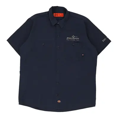 Precision Dickies Short Sleeve Shirt - Large Navy Polyester Blend