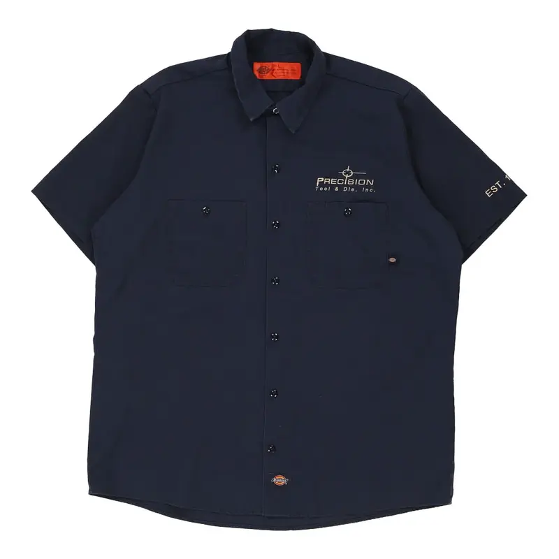 Precision Dickies Short Sleeve Shirt - Large Navy Polyester Blend