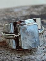 Unique Moonstone Decor Ring, Retro Boho Wide Ring, Fashion Jewelry Accessories for Women & Men, Daily Vacation Birthday Gift