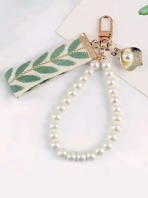 Creative Faux Pearl Decor Keychain As Summer Outfits 2024, Fashion Wristlet Keychain for Key & Daily Bag Decoration, Trendy A...