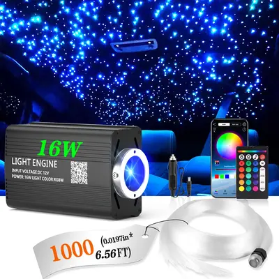 1000pcs*0.02in *6.5ft Fiber Optic Car&Home Headliner Star Light Kit,Roof Ceiling Lights,Color-Changing, App+24 Key Remote Con...
