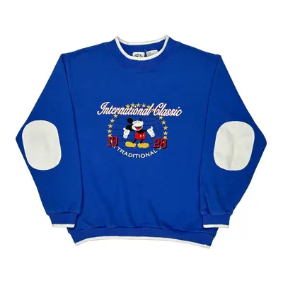 Mickey Mouse Disney Graphic Sweatshirt - Medium Blue Cotton Blend