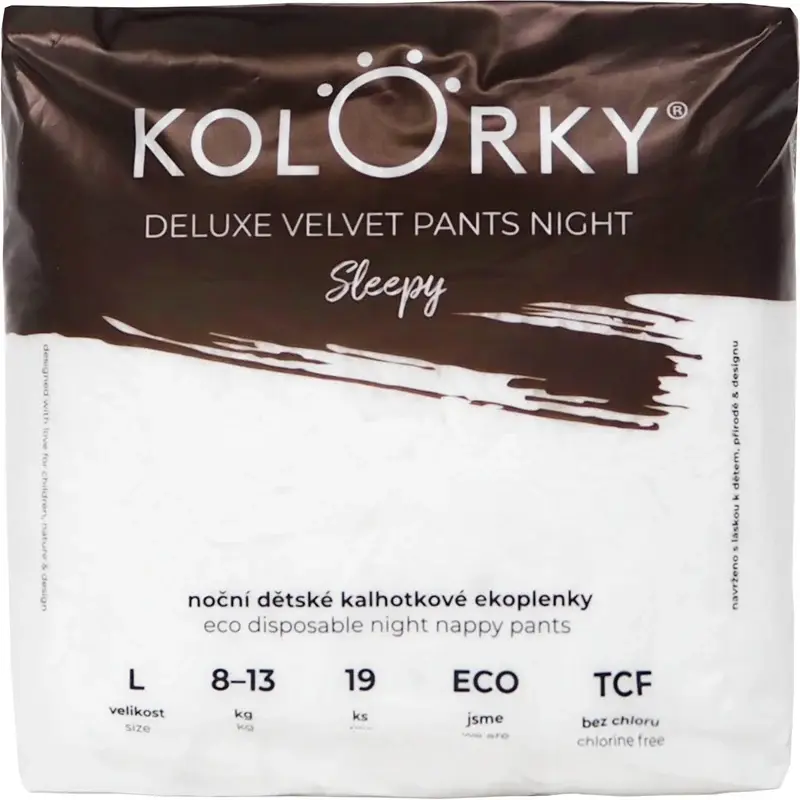 Kolorky Deluxe Velvet Pants Night Sleepy disposable night pants diapers L 8-13 kg 19 pieces