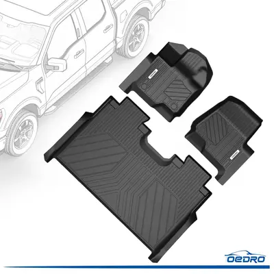 OEDRO Floor Mats for 2015-2025 Ford F150 SuperCrew Cab/ 2022-2024 F-150 Lightning SuperCrew Cab 1st & 2nd Front Row and Rear ...