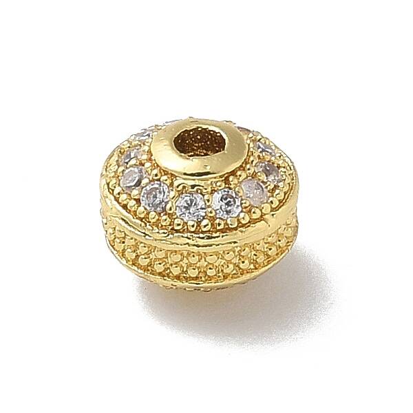 Rack Plating Brass Micro Pave Cubic Zirconia Beads