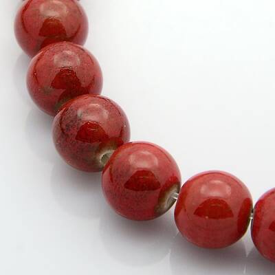 Handmade Fancy Antique Glazed Porcelain Ceramic Round Beads Strands