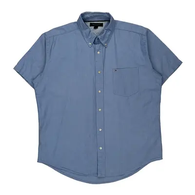 Tommy Hilfiger Short Sleeve Shirt - Large Blue Cotton