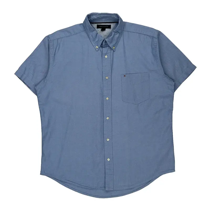 Tommy Hilfiger Short Sleeve Shirt - Large Blue Cotton