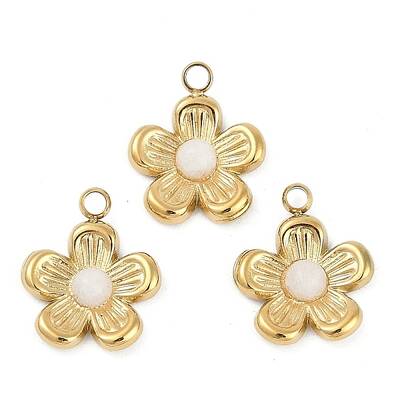 Natural White Jade Flower Charms