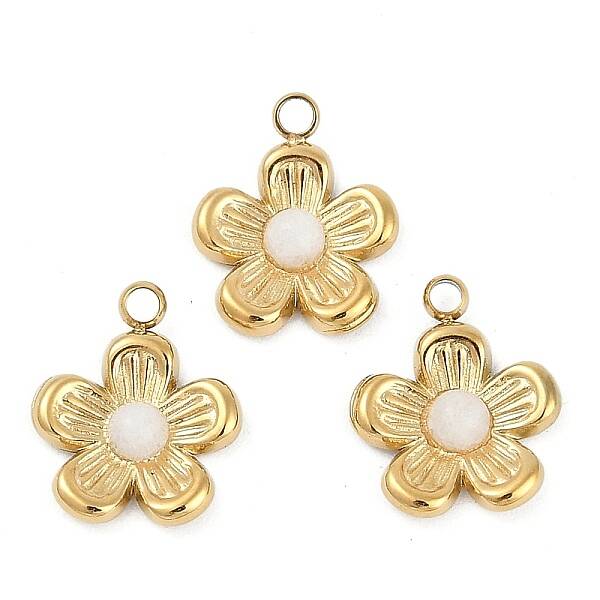 Natural White Jade Flower Charms