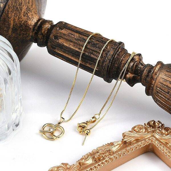 Brass Clear Cubic Zirconia Heart Pendant Box Chain Necklaces