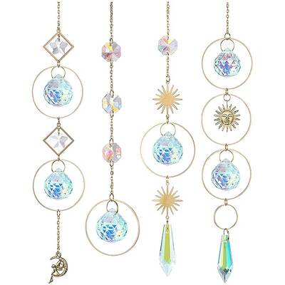 4Pcs Metal Ring & Sun Hanging Ornaments Set