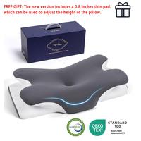 VIPfree Cervical Support Pillow - Adjustable Ergonomic Memory Foam with Breathable Removable Pillowcase & Free Gift - OEKO-TE...
