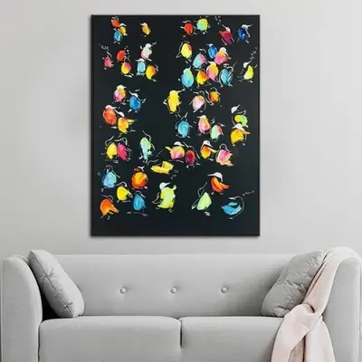 Hummingbird art Hand oil painting Bird painting canvas Modern art Impressionist art | NIGHT FLOCK
