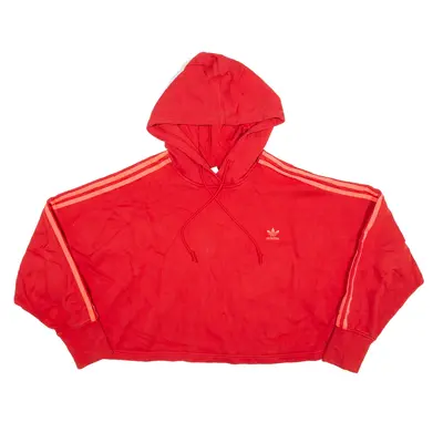 ADIDAS Cropped Hoodie Red Pullover Womens UK 14