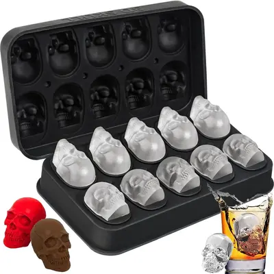 Skull Shaped Ice Cube Mold, Reusable Silicone Ice Cube Tray, Ice Maker, Ice Cube Maker for Home, Ice Mold, Kitchen Essentials...