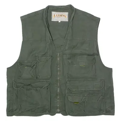 LANDING Utility Mens Gilet Green Twill 90s XL
