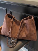 Women's Solid Color Shoulder Bag, Fashionable Temperament Large Capacity Tote Bag, Simple Retro Style Shoulder Bag for Work, ...