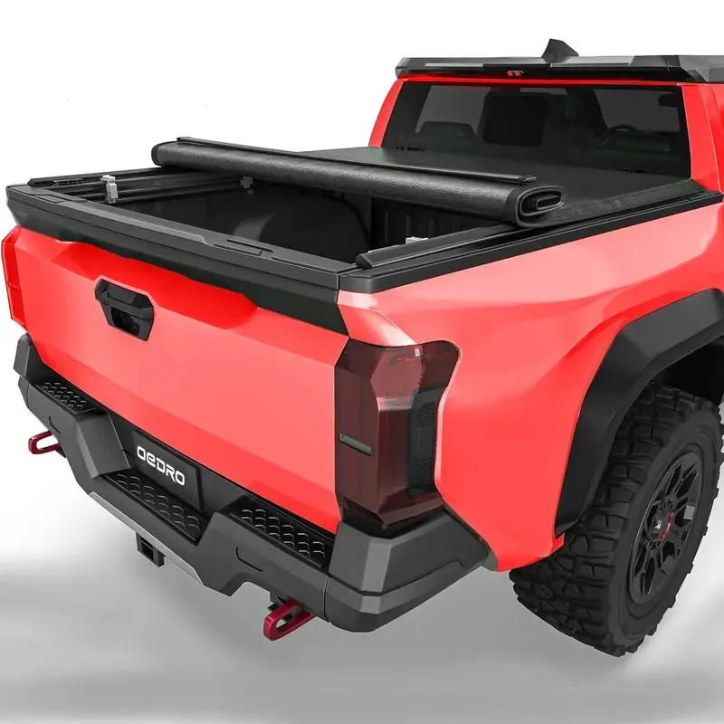 5FT Soft Roll-Up Tonneau Cover for 2024-2025 Toyota Tacoma (Excl. Trail edition) 5ft Bed with Track Rail System, Durable Doub...