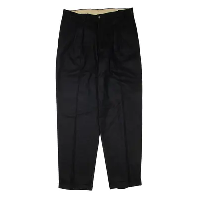 STRUCTURE Mens Trousers Black Regular Tapered Wool W36 L34