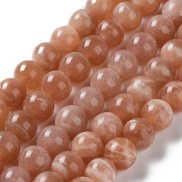 Round Natural Grade B Sunstone Beads Strands