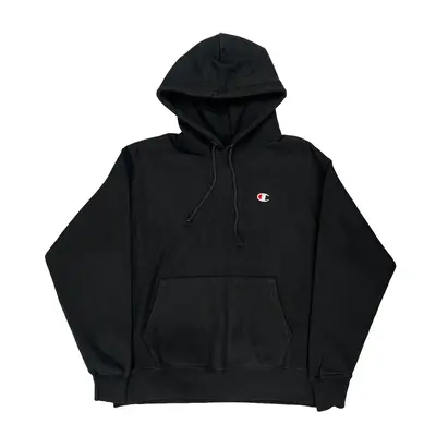 Reverse Weave Champion Hoodie - Large Black Cotton Blend