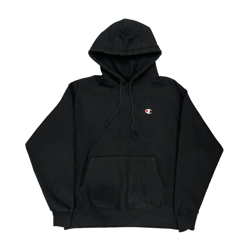 Reverse Weave Champion Hoodie - Large Black Cotton Blend