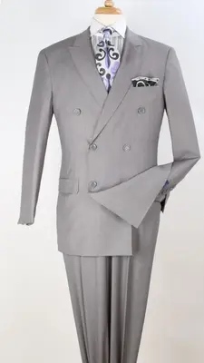 Apollo King Men's 2 Piece Double Breasted Suit Pleated Pants Outlet