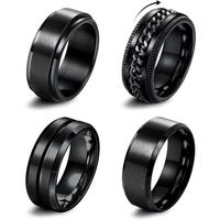 YADOCA Stainless Steel Rings for Mens Wedding Band Silver Black Fidget Ring Anxiety Relief Simple Engagement Promise Wedding ...